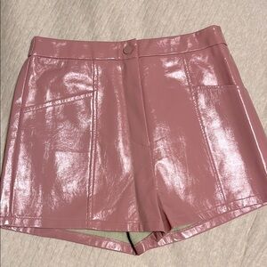 Faux Patent Leather Pink Shorts